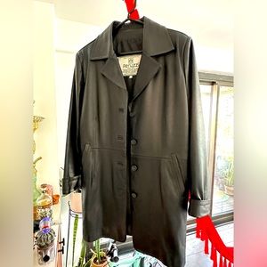 Chic Black Leather Trench